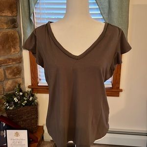 White House black market olive color short sleeve shirt